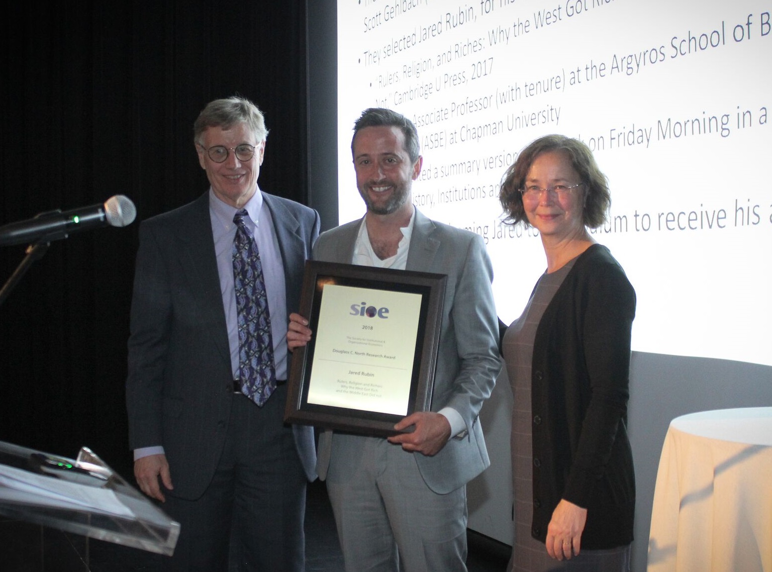 SIOE's North Research Award goes to Jared Rubin
