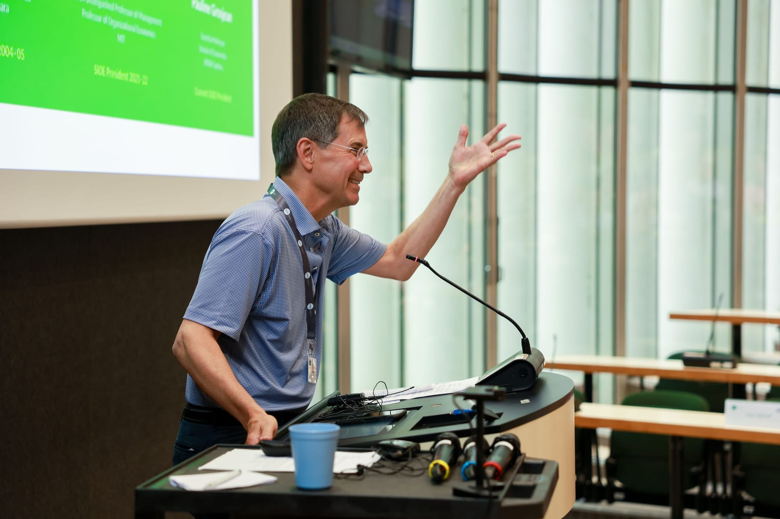 SIOE conference photo: Bob Gibbons at the ISNIE/SIOE at 30 Celebration