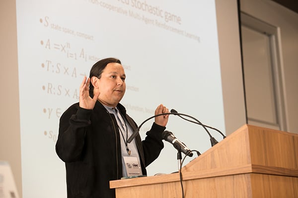 Gillian Hadfield and Dylan Menell in discussion.