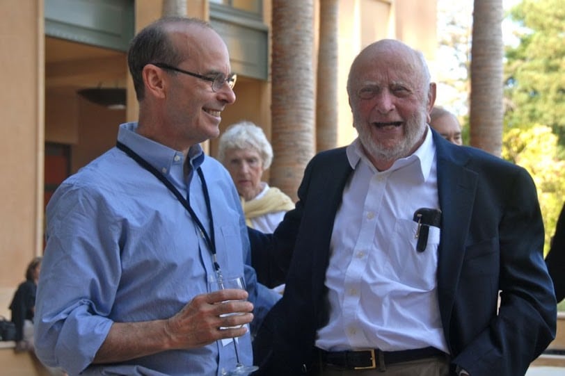 Barry Weingast and Douglass North enjoying the conference at Stanford.