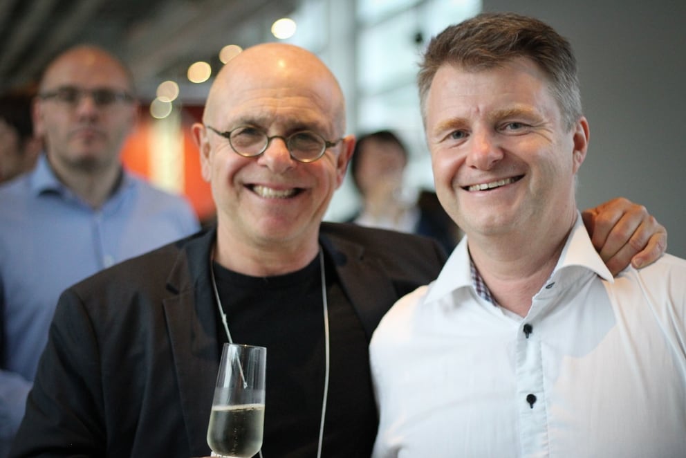 Pablo Spiller and Eric Brousseau at SIOE 2018.